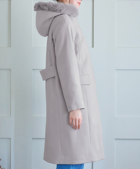 2WAYフード付きフェイクウールコート