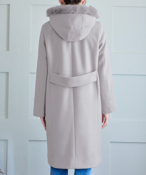 2WAYフード付きフェイクウールコート