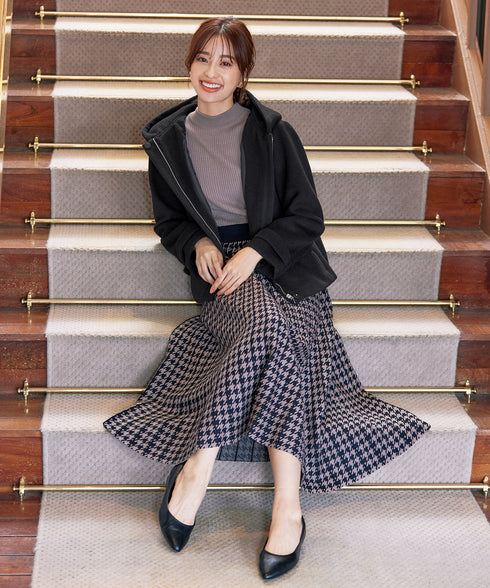 ウールライクフーデットショートコート