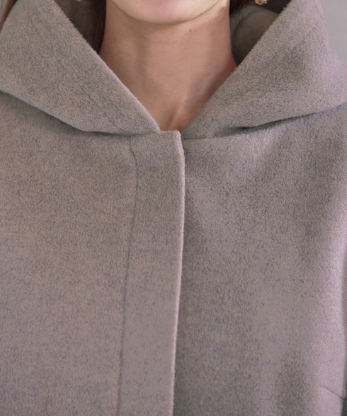 ウールライクフーデットショートコート