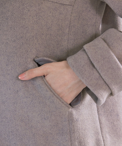 ウールライクフーデットショートコート