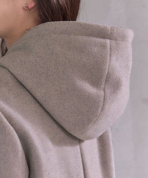 ウールライクフーデットショートコート