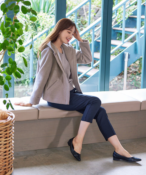 ウールライクフーデットショートコート