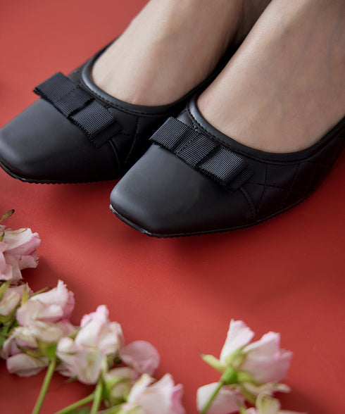 【安田美沙子さん着用 / アウトレット / 撥水】リボンキルトレインシューズ