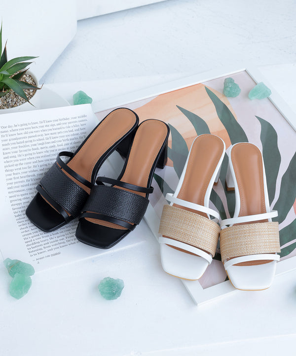 ラタン風配色ストラップサンダル
