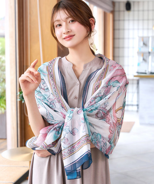 花柄大判ガーゼストール