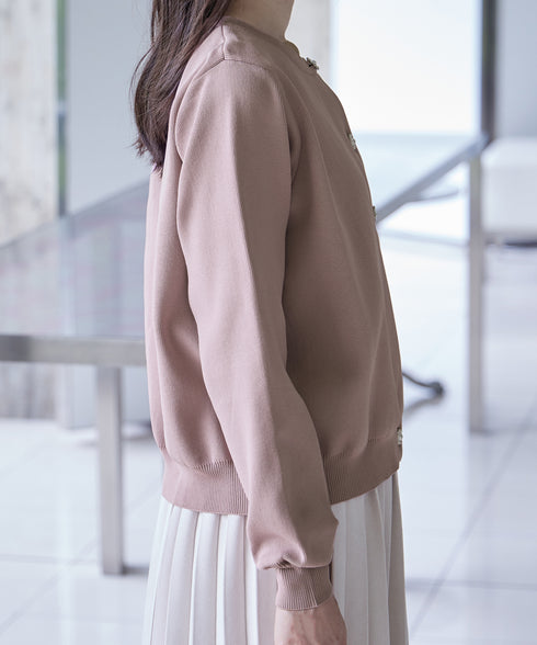 中空糸ビジューボタンカーディガン