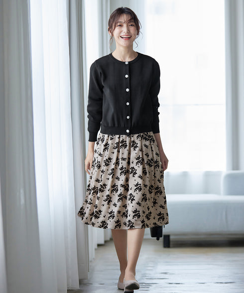 中空糸ビジューボタンカーディガン