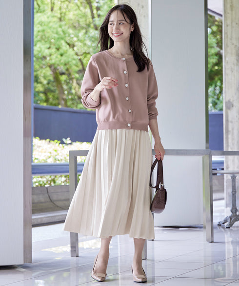 中空糸ビジューボタンカーディガン