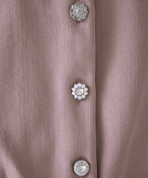 中空糸ビジューボタンカーディガン