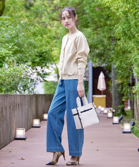 中空糸ビジューボタンカーディガン