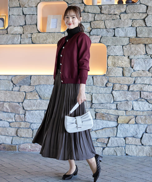 中空糸ビジューボタンカーディガン