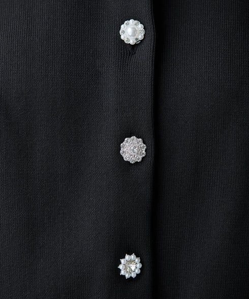 中空糸ビジューボタンカーディガン