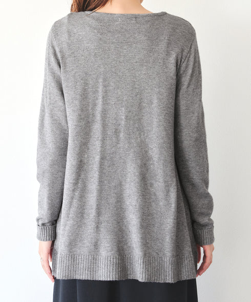 ラウンドネックミドル丈ニットカーディガン