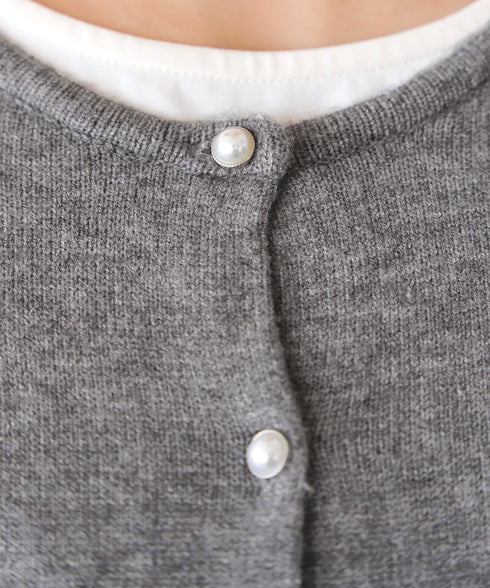 ラウンドネックミドル丈ニットカーディガン