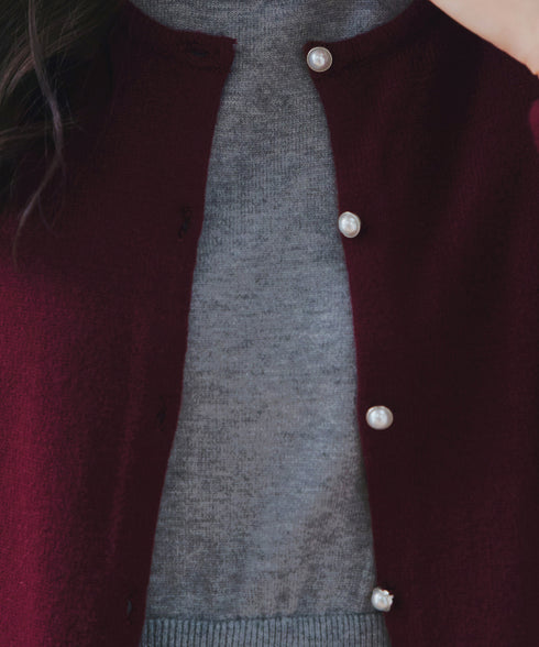 ラウンドネックミドル丈ニットカーディガン