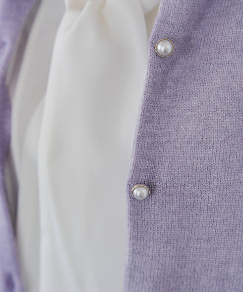 ラウンドネックミドル丈ニットカーディガン