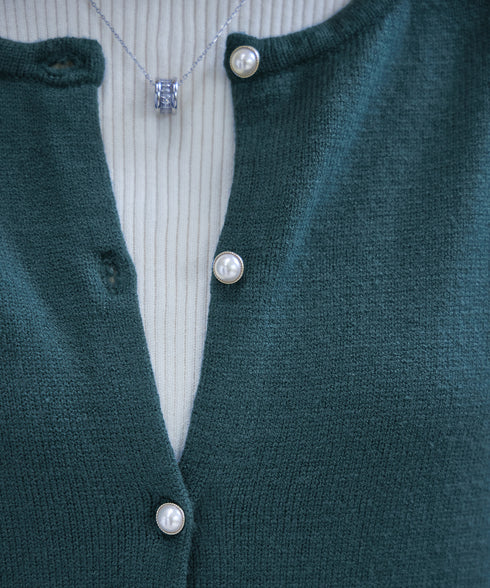 ラウンドネックミドル丈ニットカーディガン