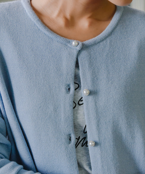 ラウンドネックミドル丈ニットカーディガン