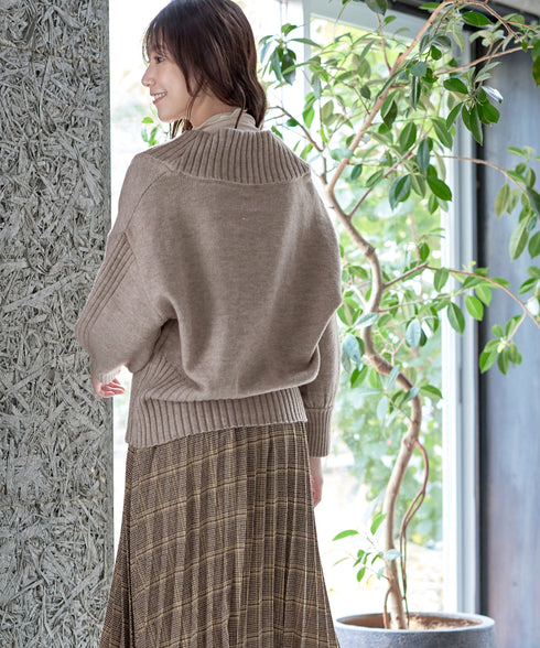 ダブルジップリブニットカーディガン