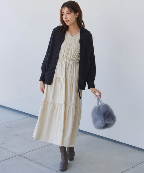 ダブルジップリブニットカーディガン