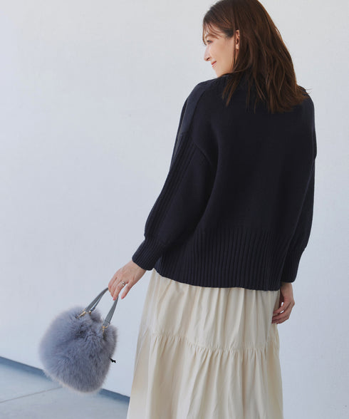 ダブルジップリブニットカーディガン