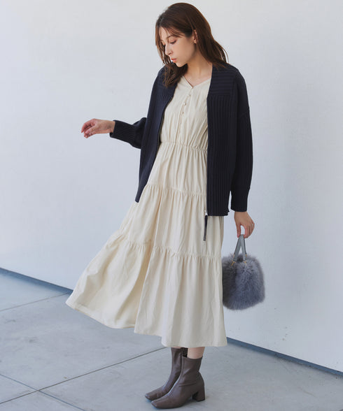 ダブルジップリブニットカーディガン