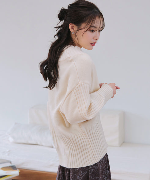 ダブルジップリブニットカーディガン