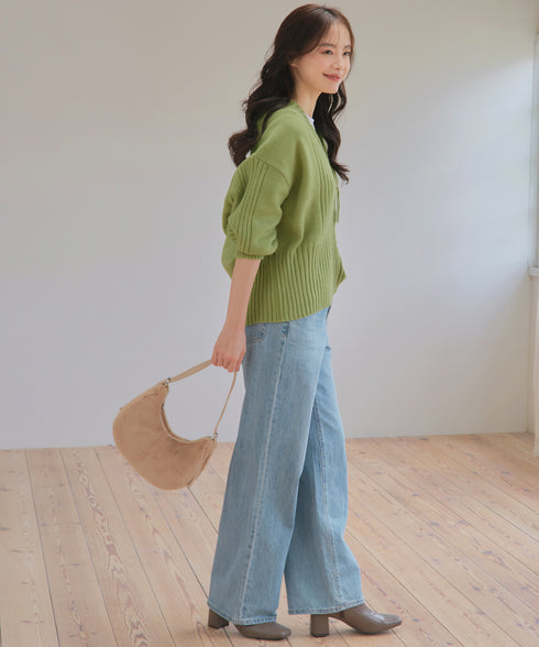 ダブルジップリブニットカーディガン