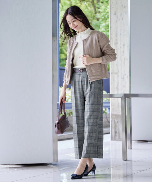 【安田美沙子さん着用】起毛チェック柄ワイドパンツ