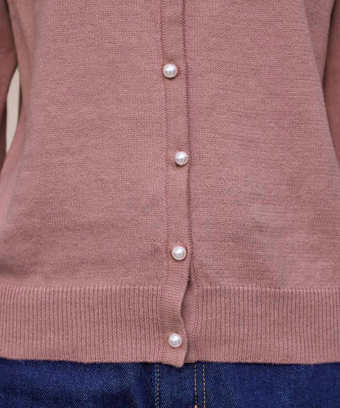 【アウトレット】透かし柄ニットコンビカーディガン