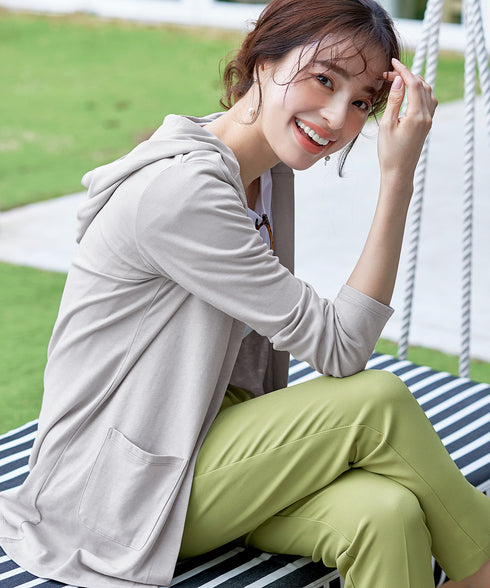 【小倉優子さん着用・UVケア・接触冷感】“やみつき”カットソーパーカーカーデ
