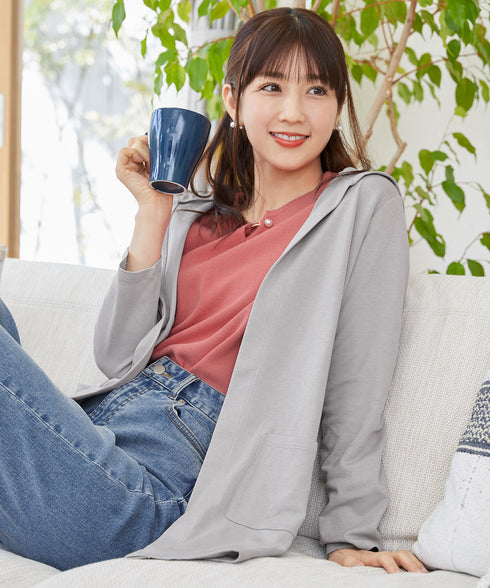 【小倉優子さん着用・UVケア・接触冷感】“やみつき”カットソーパーカーカーデ