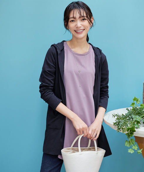 【小倉優子さん着用・UVケア・接触冷感】“やみつき”カットソーパーカーカーデ