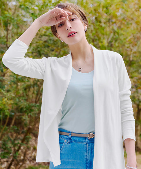 【UVケア・接触冷感】“やみつき”着ながしロングカットソーカーデ