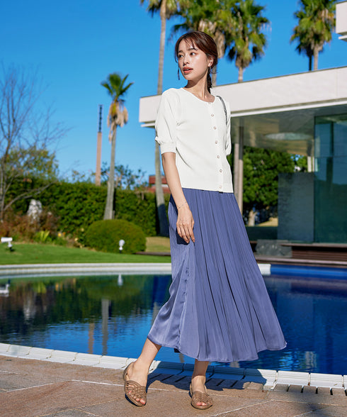 【安田美沙子さん着用】ヴィンテージサテンプリーツスカート