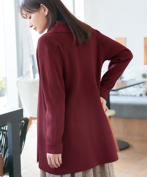 リブ編み着流しカーディガン