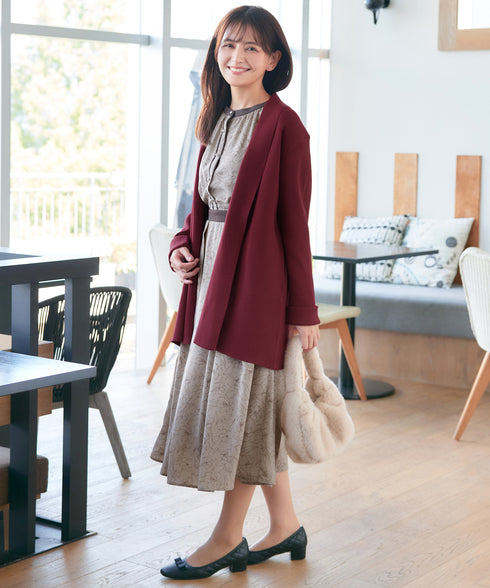 リブ編み着流しカーディガン