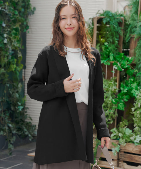 リブ編み着流しカーディガン