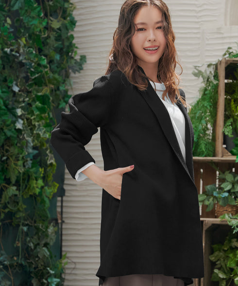 リブ編み着流しカーディガン