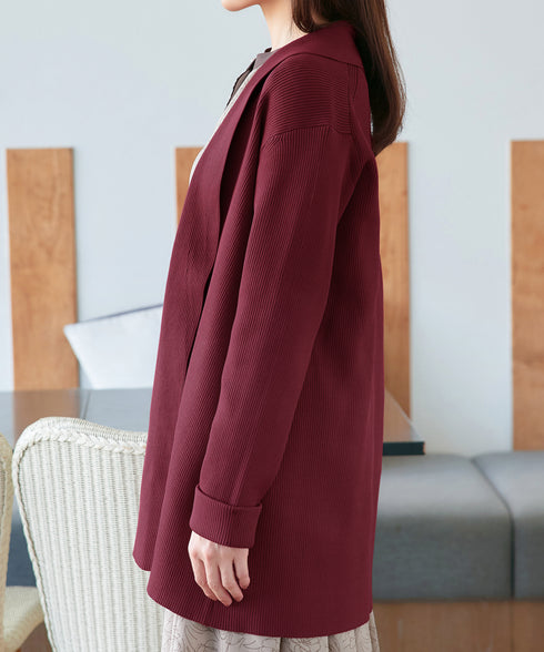 リブ編み着流しカーディガン