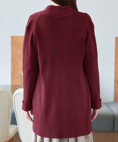 リブ編み着流しカーディガン