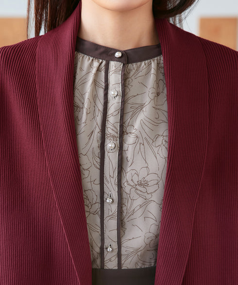 リブ編み着流しカーディガン