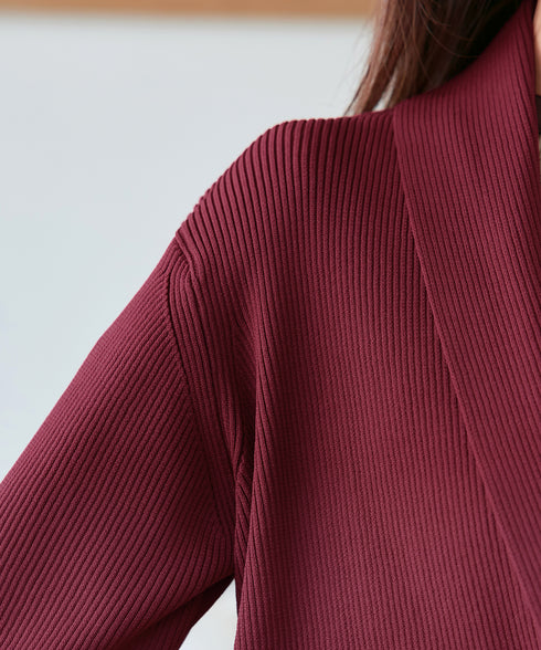 リブ編み着流しカーディガン