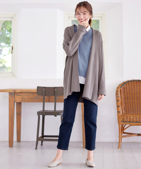 リブ編み着流しカーディガン