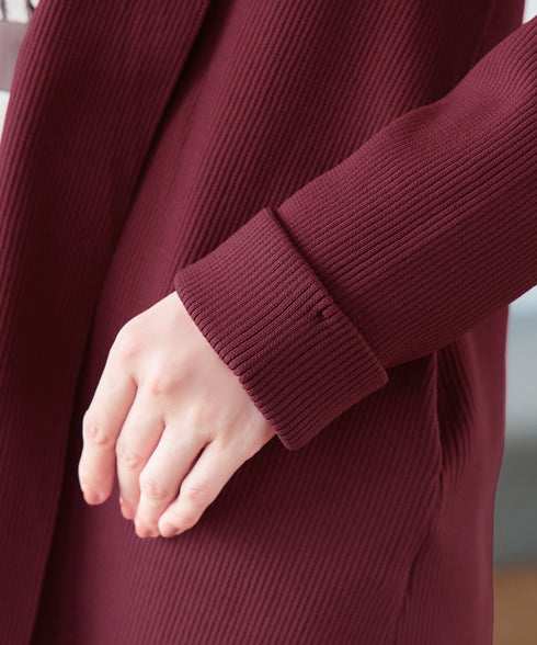 リブ編み着流しカーディガン