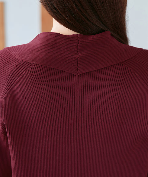 リブ編み着流しカーディガン