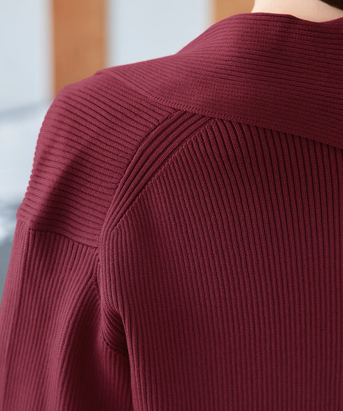 リブ編み着流しカーディガン