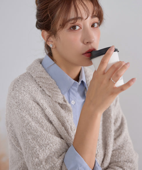 【着丈が選べる】ハイネックブークレカーディガン