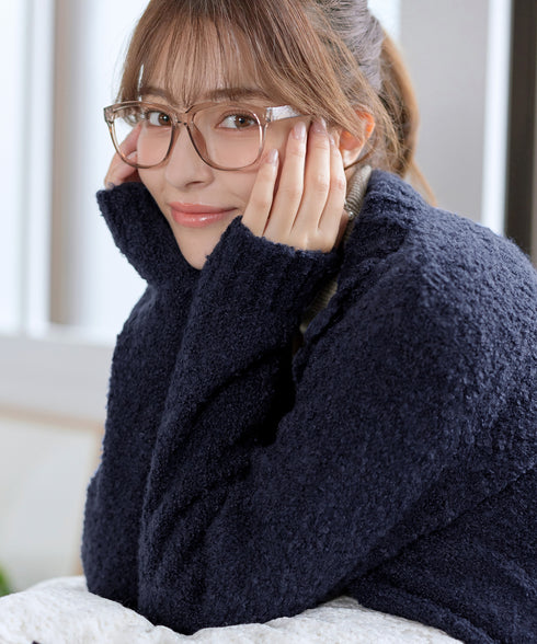 【着丈が選べる】ハイネックブークレカーディガン